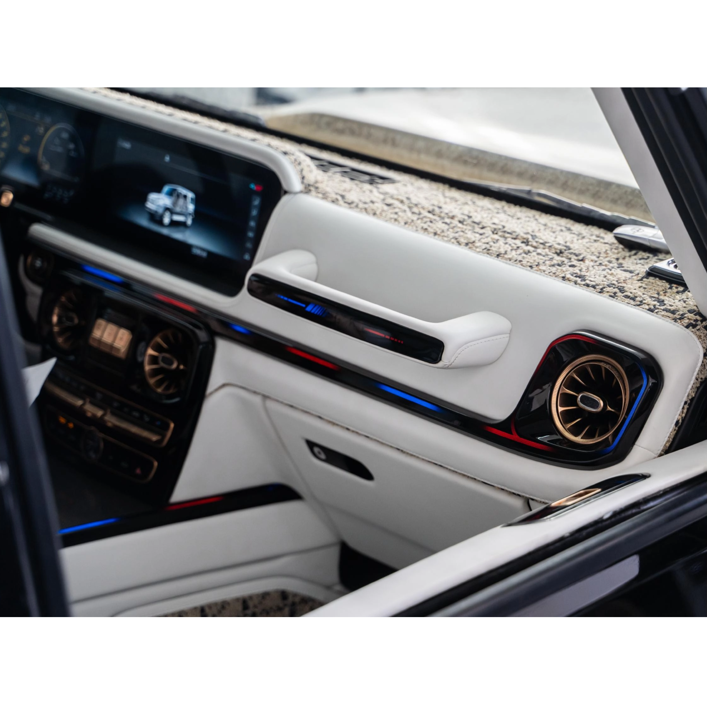 Interior Active Ambient Lighting Upgrade Kit - 8-Piece Carbon Fiber & Black Piano Finish for Benz G-Class.C